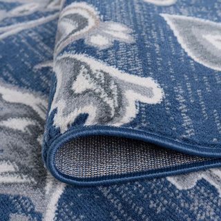 Garland Transitional Floral Navy Rectangle Area Rug, 4'x5'