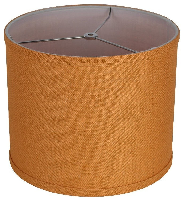 Classic Drum Burlap Lampshades, Tangerine, 12"