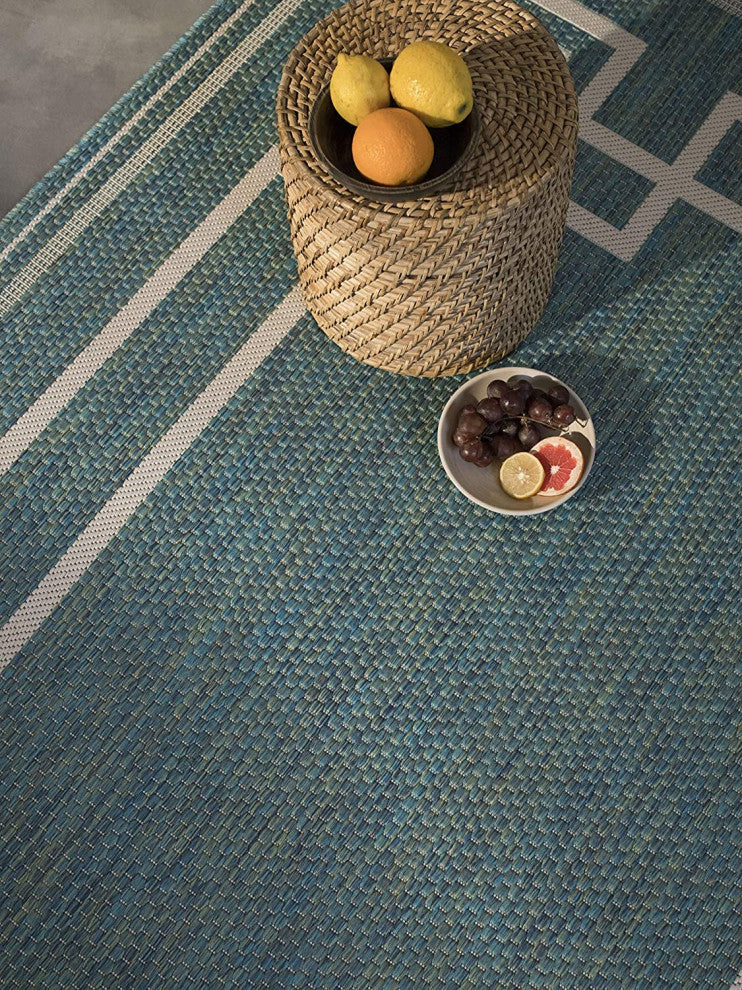 Outdoor Collection Oriental Area Rug - UV Safe Rug, Ocean, 5'3"x7'6"