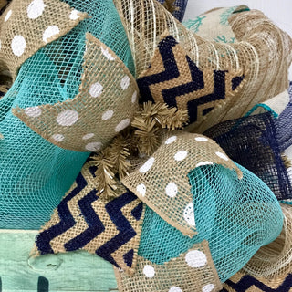 Beach Rules Deco Mesh Handmade Wreath
