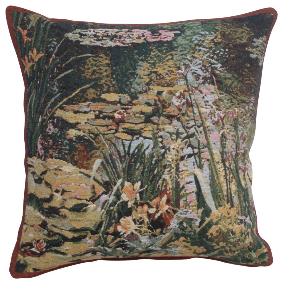 Yellow Flowers Monet's Garden  Decorative Couch Pillow Cover