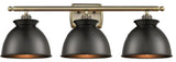 Innovations Lighting 516-3W-AB-M14-BK-LED Adirondack 3 Light Bath Vanity Light