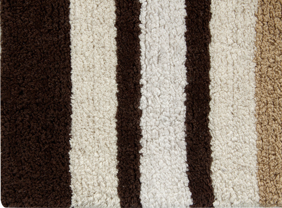 Bath Rug Cotton, GSF 220, Pattern Woven Stripes, Ivory, 34"x21"