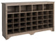 Pemberly Row Transitional 36 Cubby Wooden Shoe Cubby Console in Drifted Gray