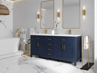 Cambridge 72 Double Sink Bath Vanity in Hale Navy Blue 2" Carrara Quartz