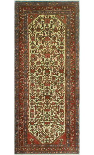 Fine Vintage Distressed Bibiana Ivory/Red Runner, 3'11 x 8'11