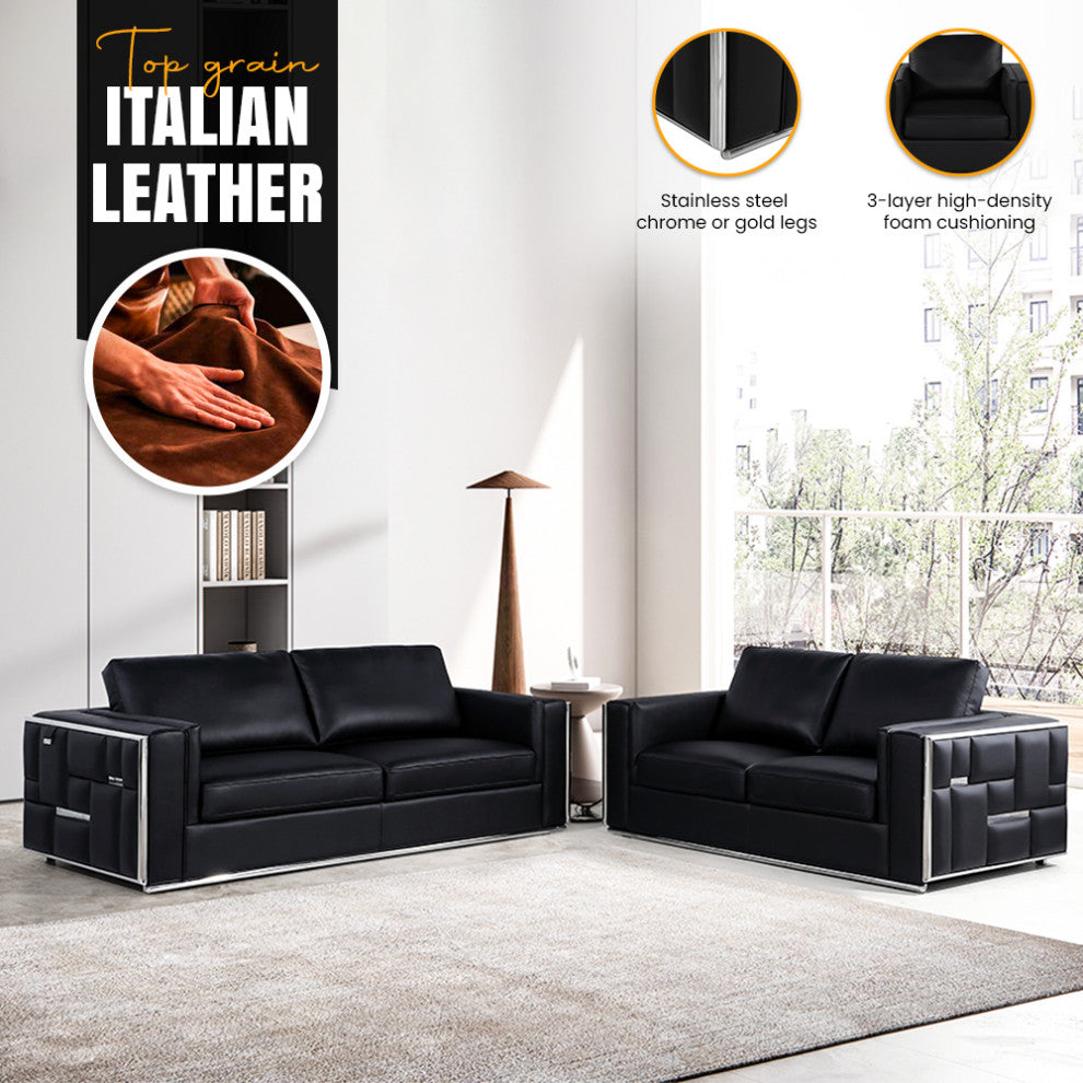 Luna Top Grain Italian Leather  Loveseat