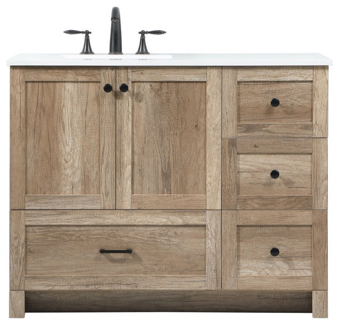 Home Living 19" Farmhouse Natural Oak-Light Bathroom Vanity