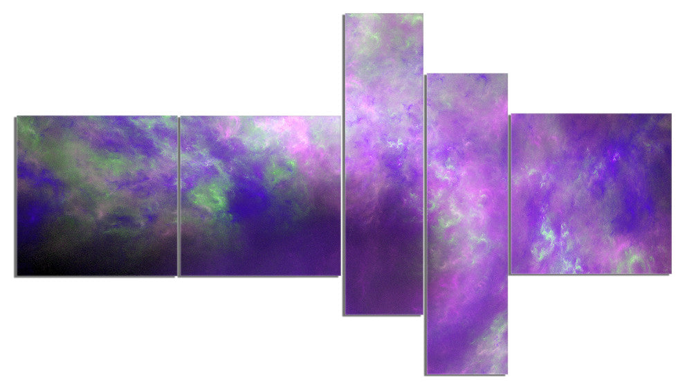 Perfect Light Purple Starry Sky, Abstract Canvas Art Print, 60"x32", 5 panels