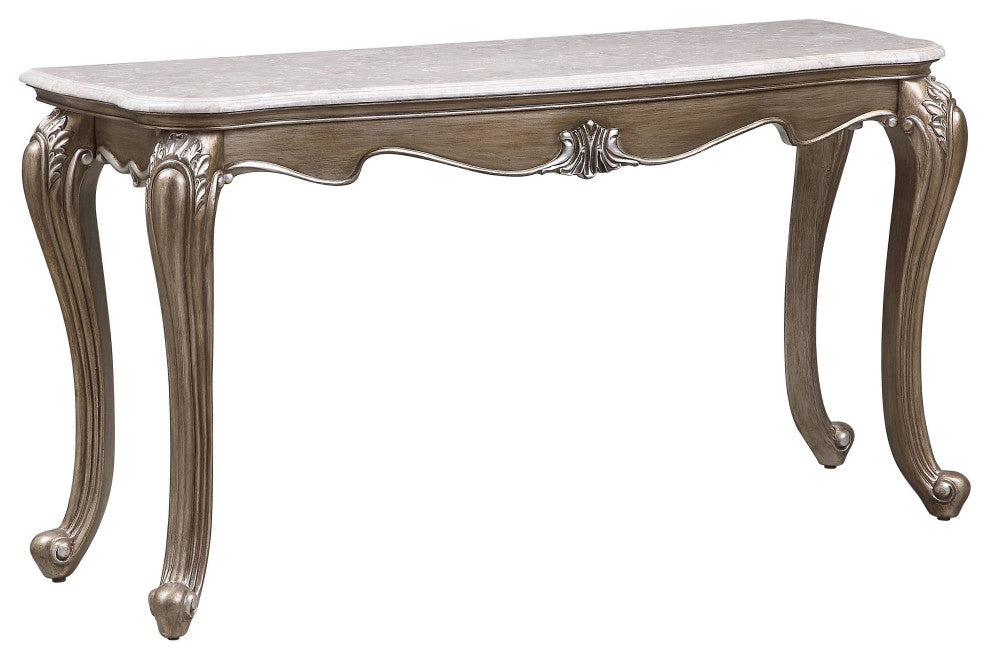 Elozzol Sofa Table, Marble Top and Espresso Finish