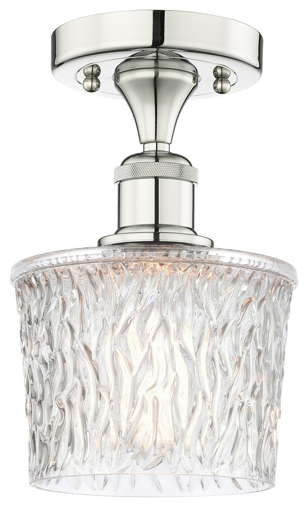 Niagra-1 Light 7" Semi-Flush Mount-Polished Nickel, Clear Glass Shade