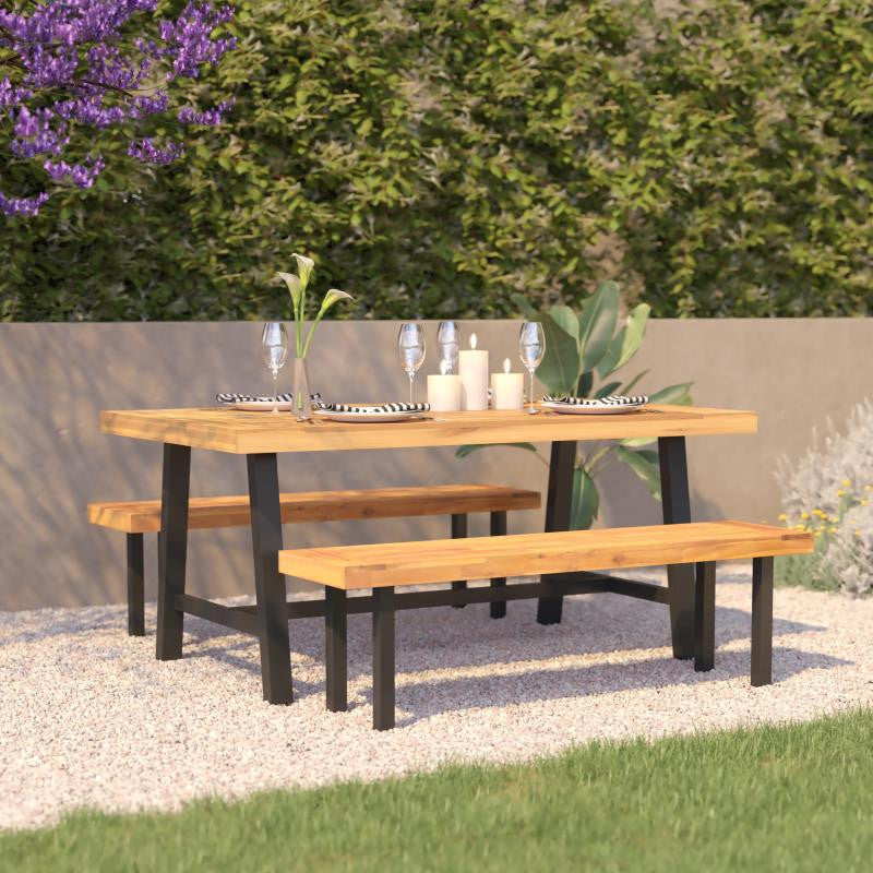 Rafe Commercial Grade Acacia Wood Dining Table - Natural/Black