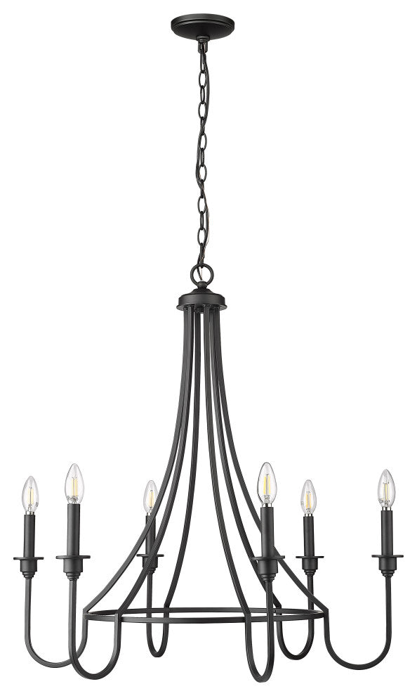 6 Light 30 in. Matte Black Chandelier