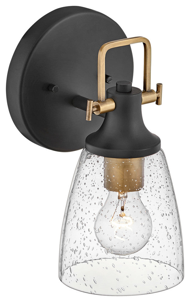 Hinkley Easton 6" Single Light Bath Vanity Fixture, Black + Heritage Brass