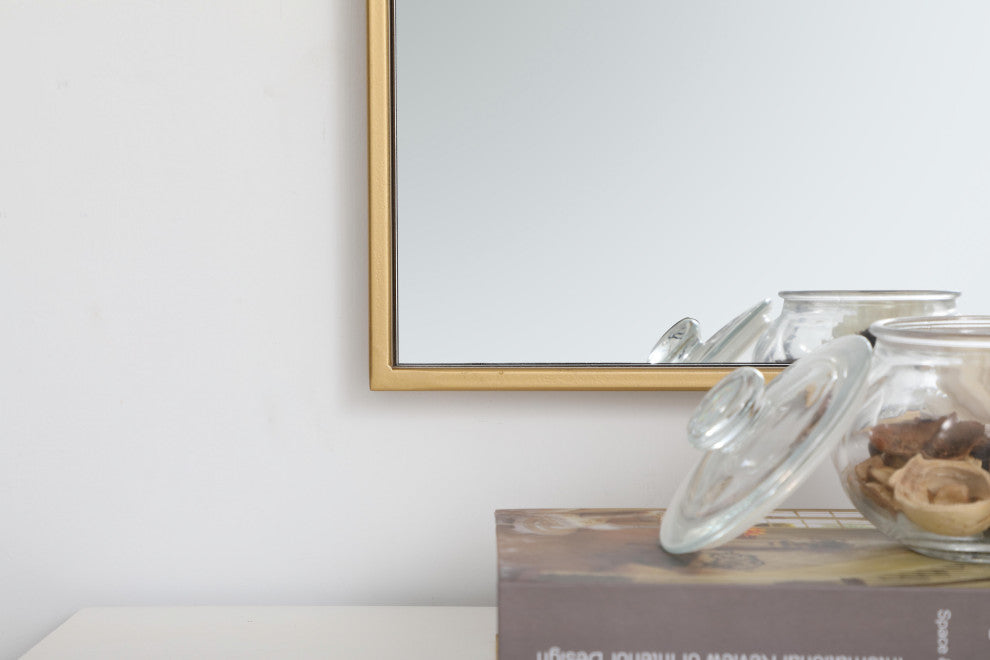 Home Living Metal Frame Rectangle Mirror 18", Brass