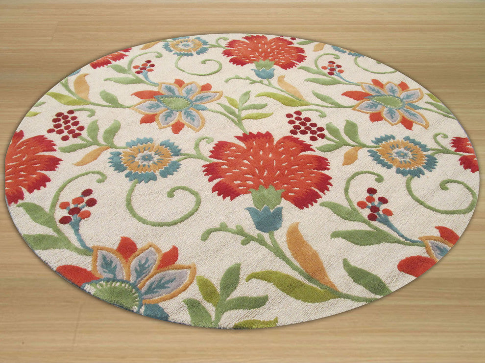 Ivory Transitional Floral Spring Garden Area Rug