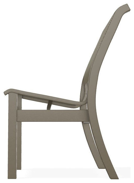 Leeward Sling Stackable Outdoor Dining Chair, Elevation Stone/Beachwood