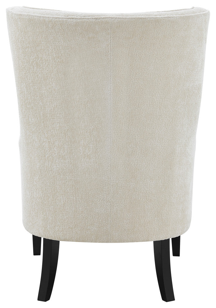 Clementine KD Fabric Wing Accent Arm Chair, Cream