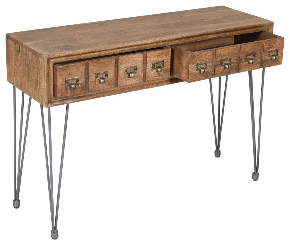 American Vintage Sofa Table with Apothecary Drawers