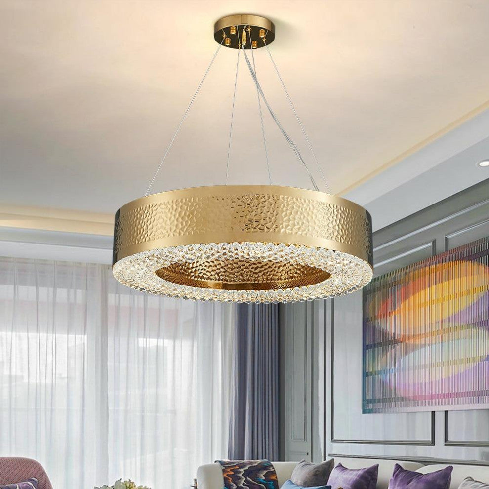 Geneve Gold Plated Crystal Chandelier, Diameter 24"