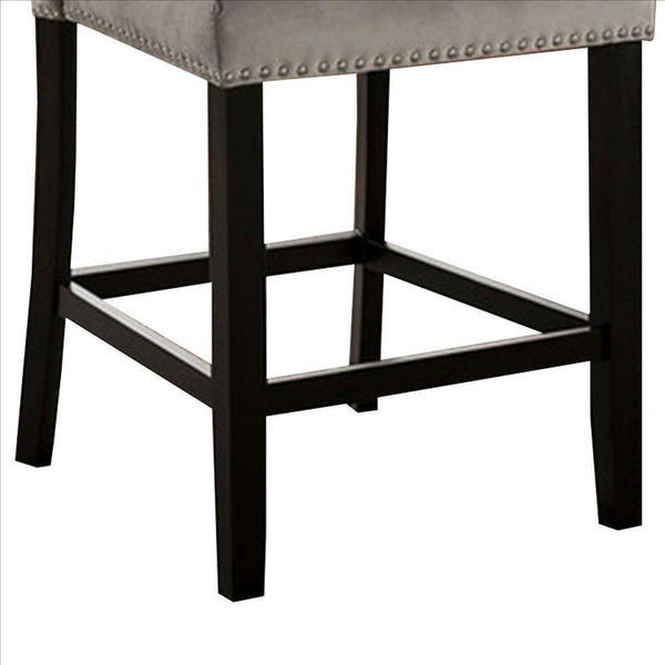 Benzara BM239826 Counter Height Side Chair With Padded Seating, Set of 2, Gray