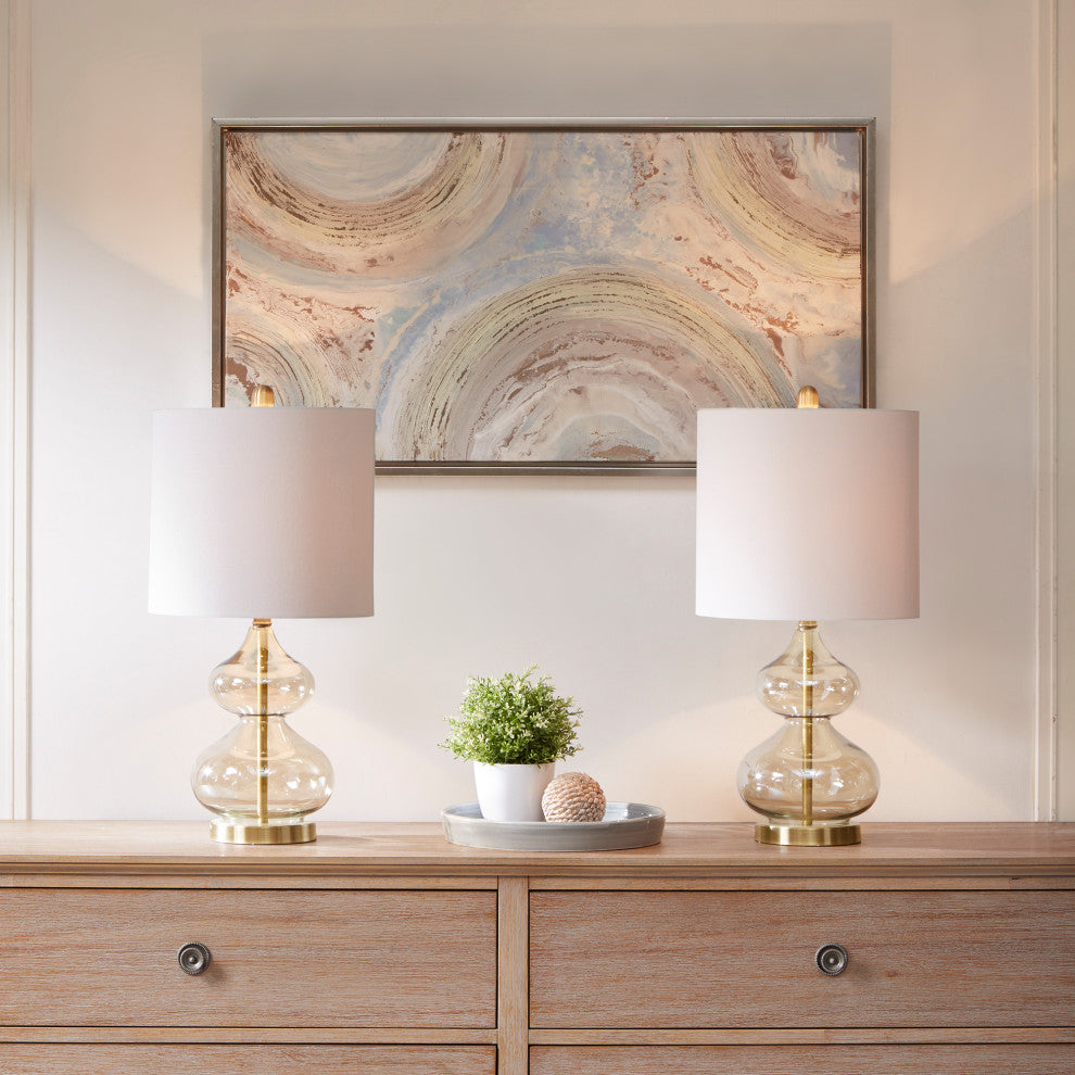 Ellipse Curved Glass Table Lamp Set of 2, Gold