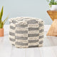 Tess Contemporary Wool and Cotton Pouf Ottoman, White + Black