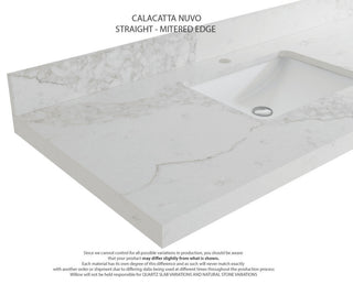 Elizabeth 36 Left Offset Bath Vanity in Light Natural Teak 2" Calacatta Nuvo