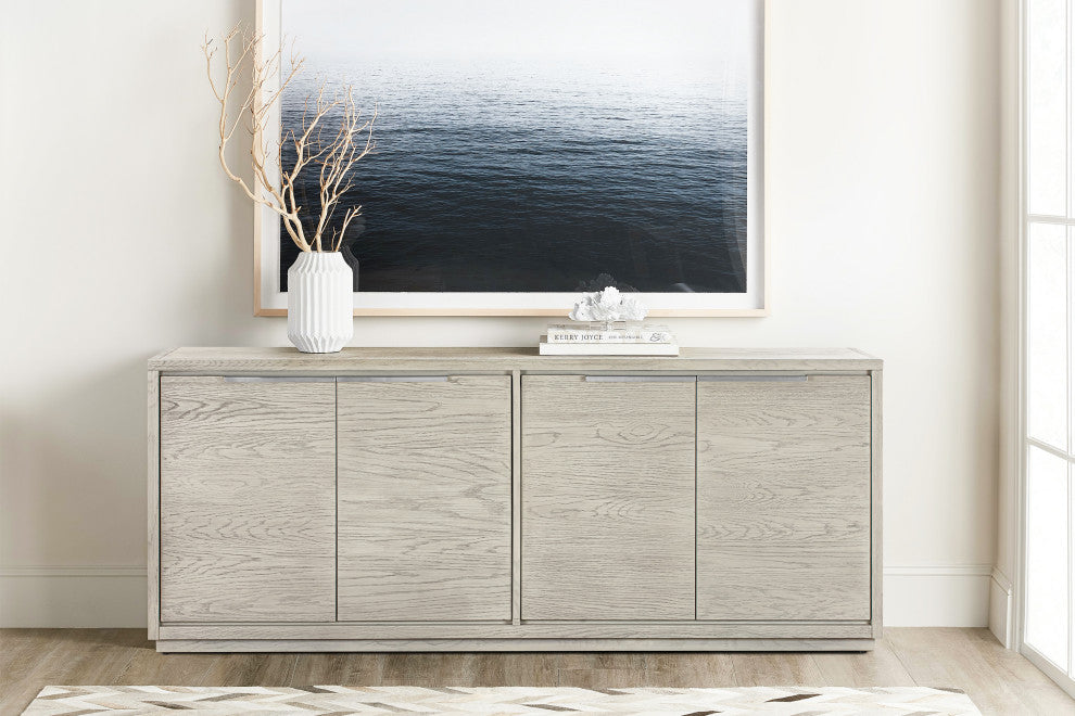 Abbey 4 Door Sideboard Buffet, Gray Oak Wood