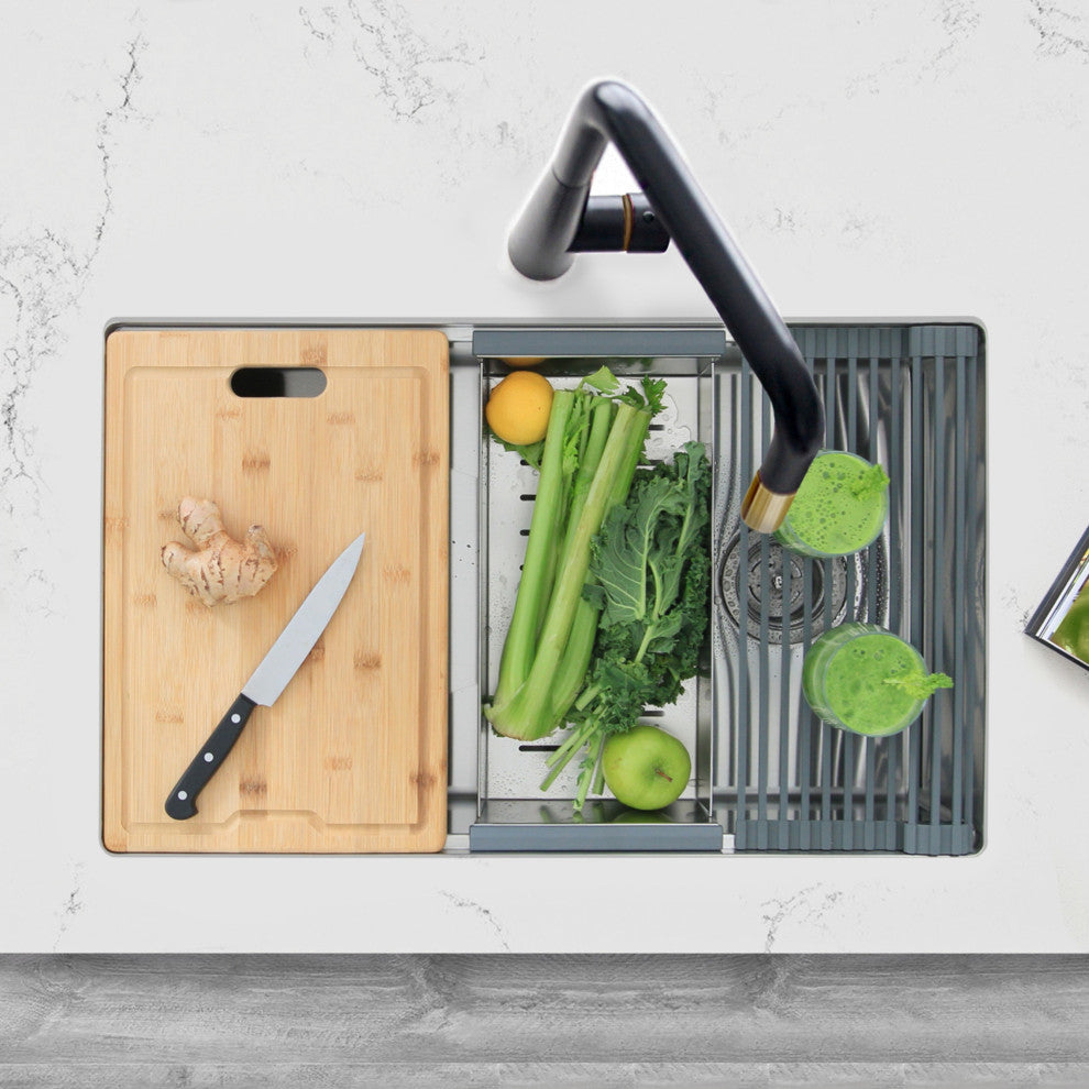 STYLISH 30"L x 19"W Stainless Steel Single Basin Undermount Kitchen Sink