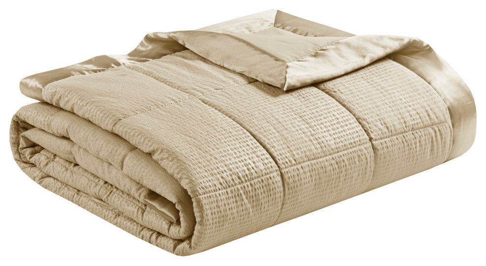 Madison Park Solid Embossed Microfiber Premium Oversized Blanket, Full/Queen