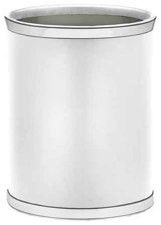 Sophisticates White With Polished Chrome 14" Oval Waste Basket