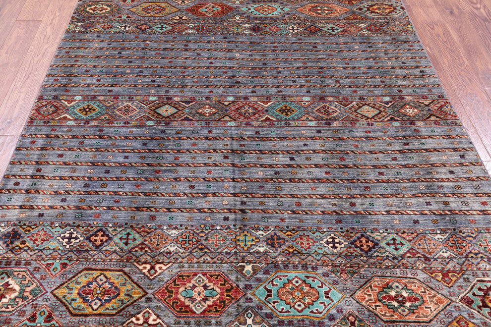Super Kazak Khorjin Hand Knotted Wool Rug 5' 8" X 7' 10" - Q12305