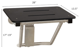 Folding Wall Mount Shower Seat Bench, ADA Compliant, Matte Black, 28"