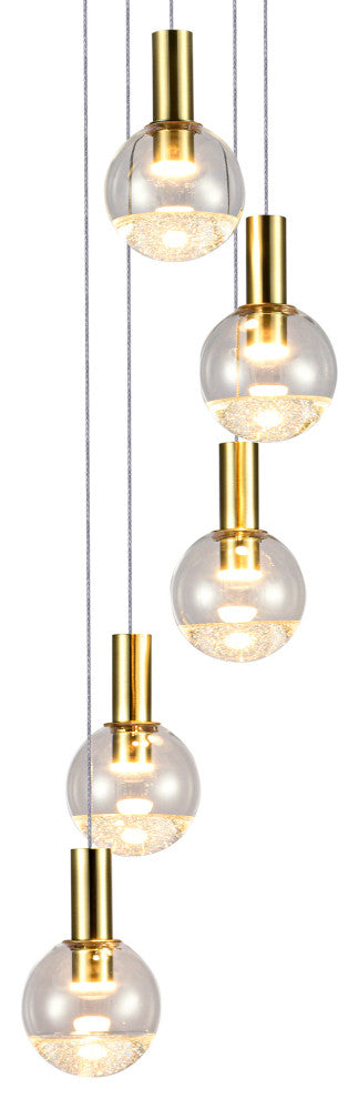 Sienna 5-Light ETL Certified Integrated LED Chandelier Lighting Fixture, Brass