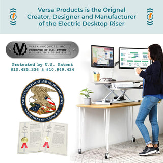 VersaDeskÂ® PowerProÂ® Corner Electric Standing Desk Converter with USB Charging, Cherry