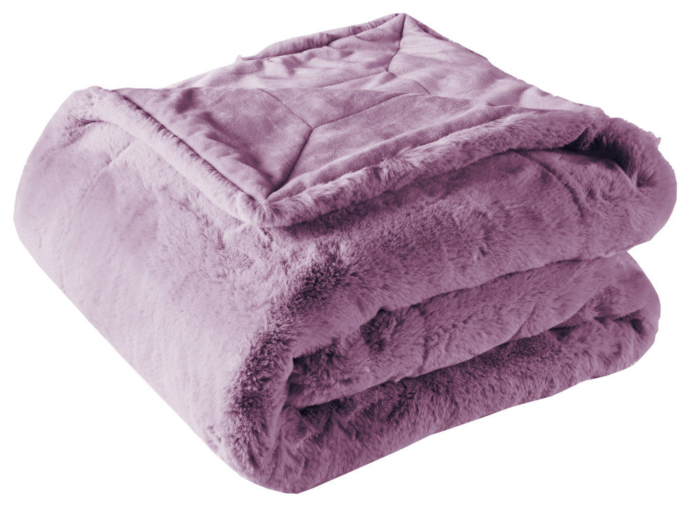 Heavy Faux Fur Throw, Wood Rose, 50"x60"