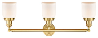 Small Bell 3 Light Bath Vanity Light, Satin Gold, Matte White