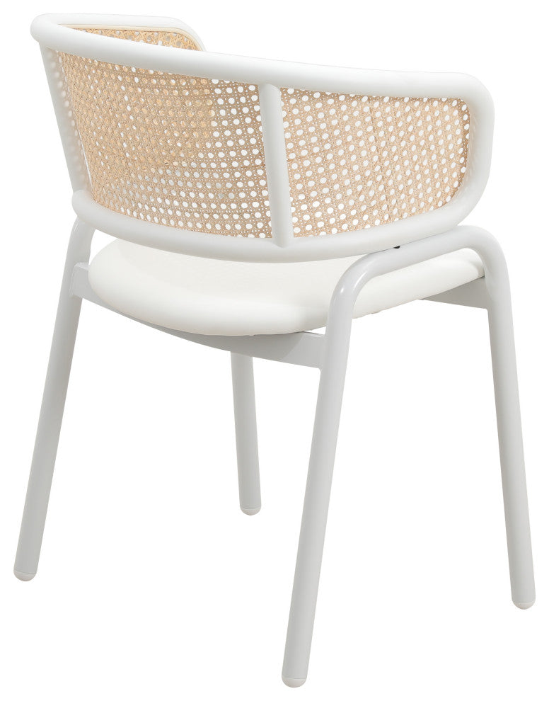 LeisureMod Ervilla Dining Armchair With White Steel Base Set of 4, White