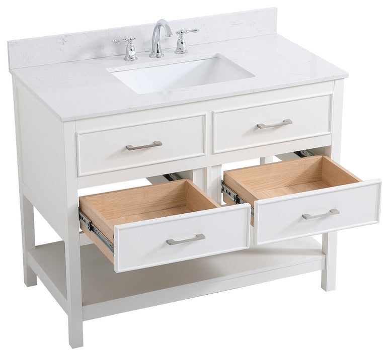 Skylar 42" Single Bathroom Vanity, White, With Backsplash