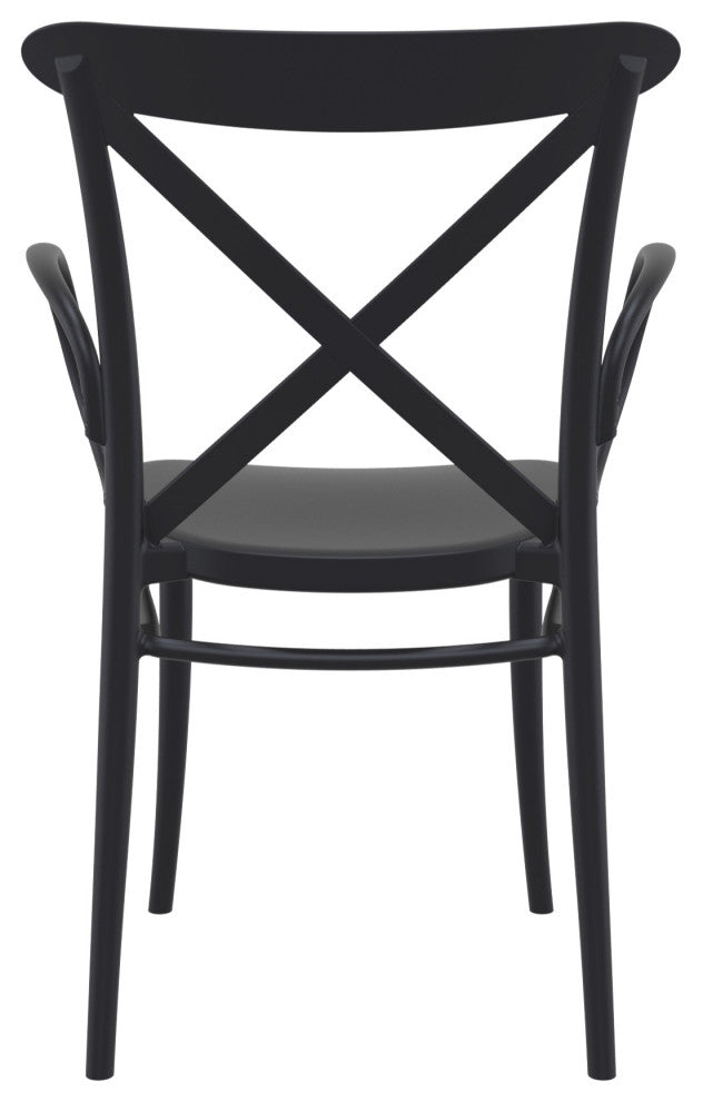 Cross XL Resin Outdoor Arm Chair Black, Set of 2