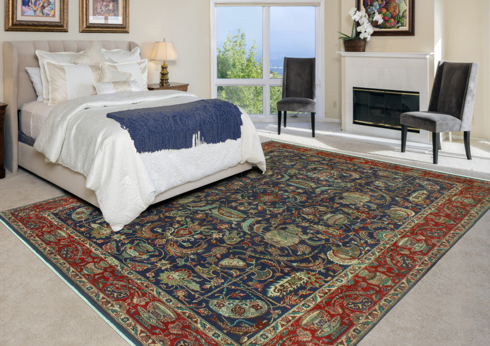 Super Vintage Distressed Norene Navy/Red Rug, 8'0 x 11'3