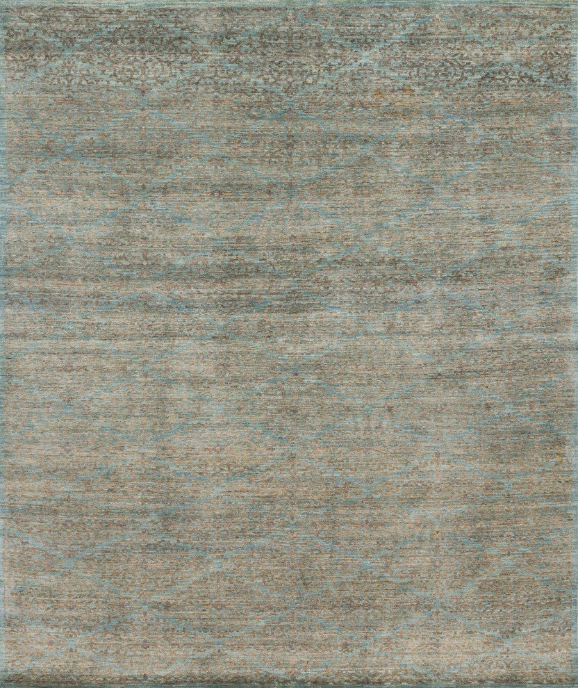 Essex Hand Knotted Area Rug by Loloi, Aqua / Sand, 4'0"x6'0"