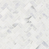 Calacatta Cressa Herringbone Pattern Honed Mosaic, Sample