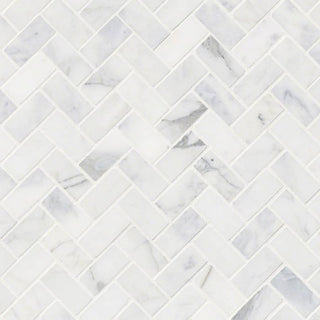 Calacatta Cressa Herringbone Pattern Honed Mosaic, Sample