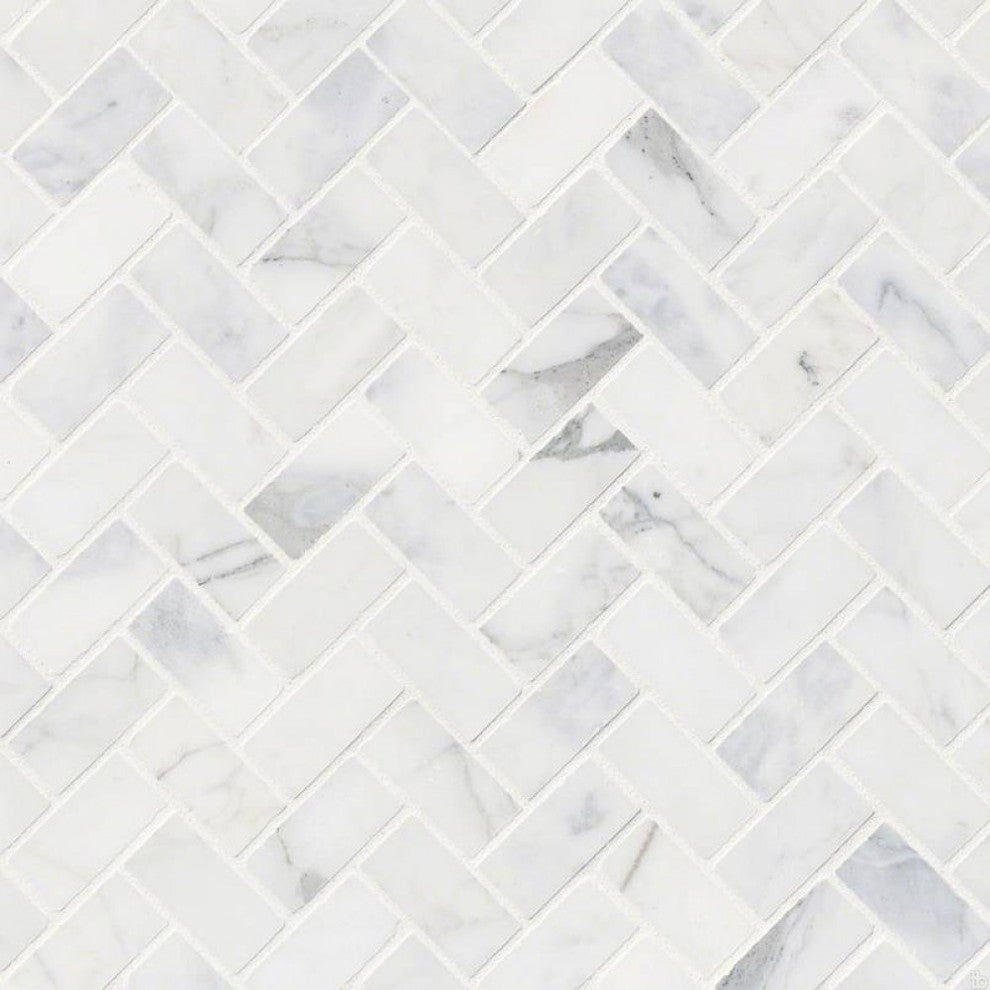Calacatta Cressa Herringbone Pattern Honed Mosaic, Sample