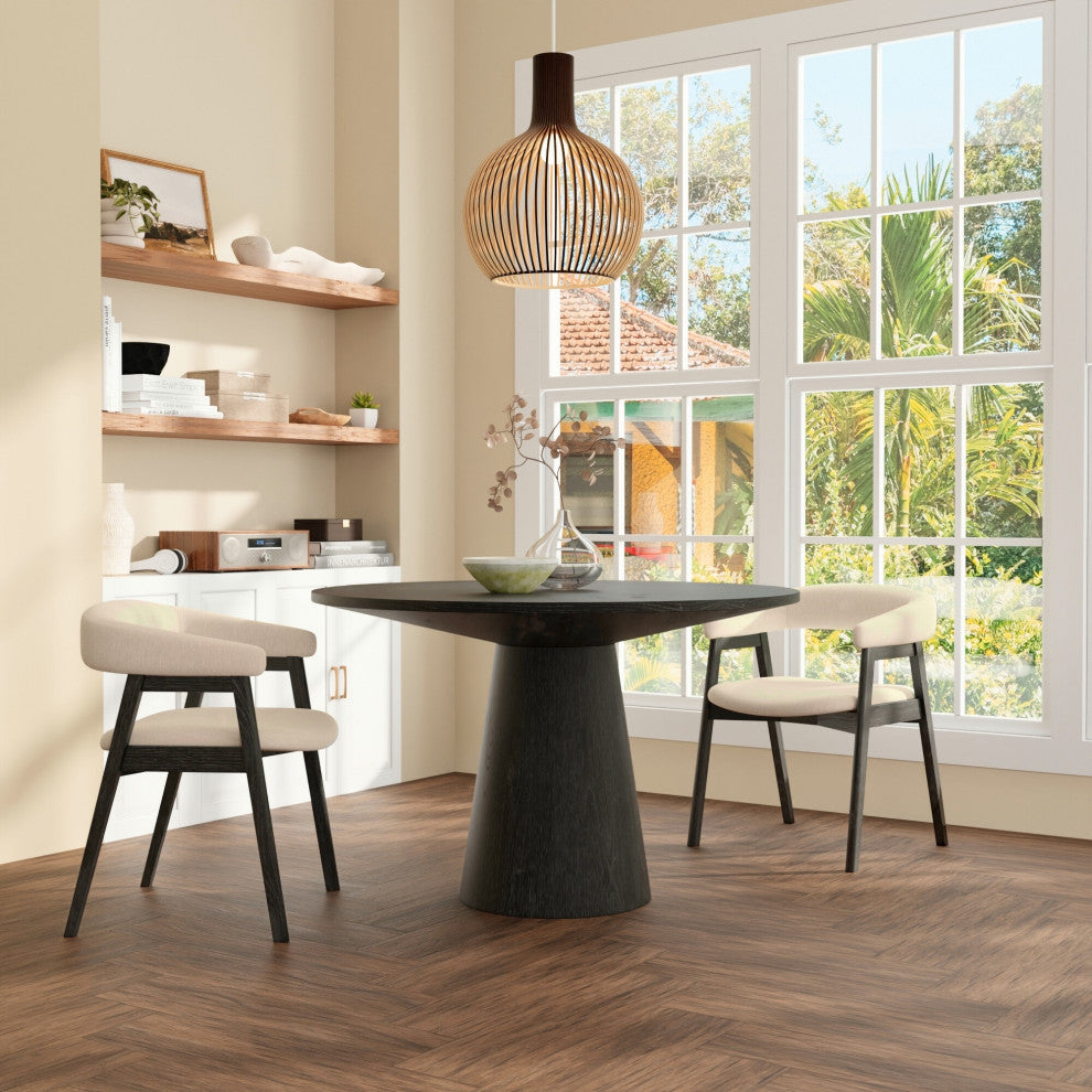 Cove Round 47" Dining Table, Vintage Black, Natural