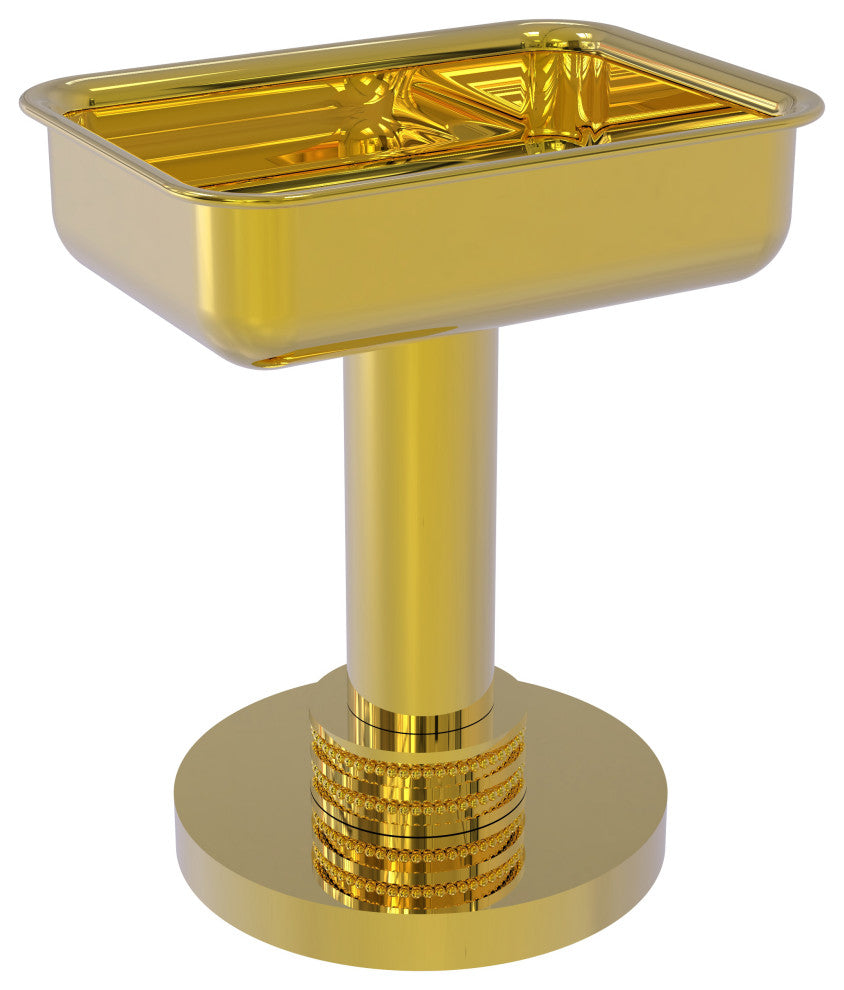 Vanity Top Soap Dish with Dotted Accents, Polished Brass