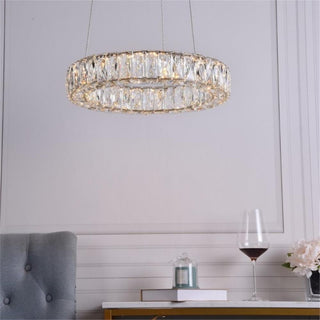 Elegant Lighting Monroe 17.7" Round Royal Cut Crystal LED Chandelier in Gold