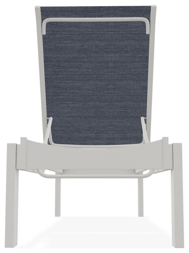 Leeward Sling Stackable Outdoor Chaise Lounge, Augustine Denim/Snow